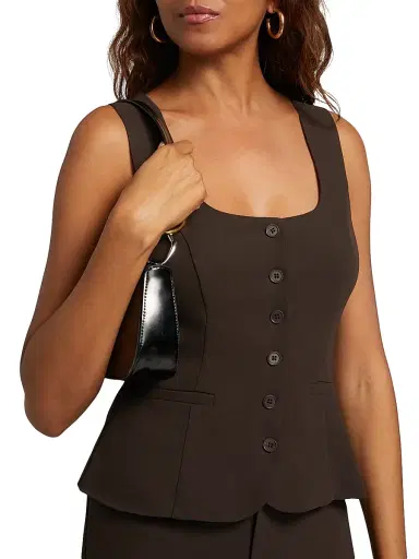 Reformation Women's Delanie Square Neck Sleeveless Top - Mole | Thumbnail 6 Reformation Women's Delanie Square Neck Sleeveless Top - Mole | Thumbnail 6