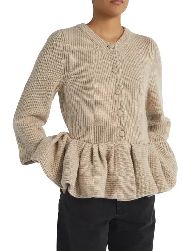Liberowe Women's Peplum Cashmere Cardigan - Beige | Thumbnail 3 Liberowe Women's Peplum Cashmere Cardigan - Beige | Thumbnail 3