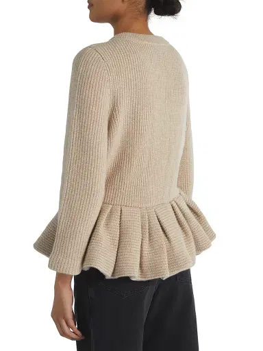 Liberowe Women's Peplum Cashmere Cardigan - Beige | Thumbnail 6 Liberowe Women's Peplum Cashmere Cardigan - Beige | Thumbnail 6