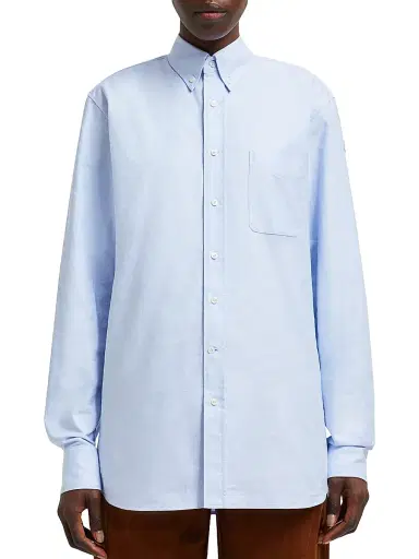 Moncler Women's Long Sleeve Shirt in Cotton - Light Blue | Thumbnail 2 Moncler Women's Long Sleeve Shirt in Cotton - Light Blue | Thumbnail 2