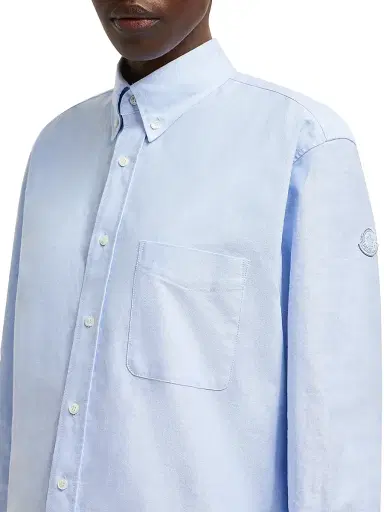 Moncler Women's Long Sleeve Shirt in Cotton - Light Blue | Thumbnail 4 Moncler Women's Long Sleeve Shirt in Cotton - Light Blue | Thumbnail 4