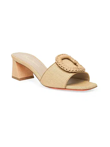 Santoni Women's Marta 50MM Raffia & Leather Buckle Mules - Beige - Size 10 | Thumbnail 2 Santoni Women's Marta 50MM Raffia & Leather Buckle Mules - Beige - Size 10 | Thumbnail 2