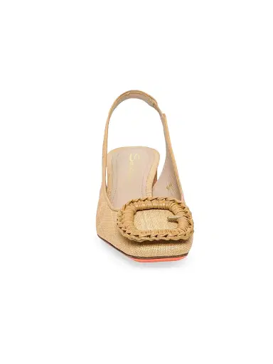 Santoni Women's Lemon 50MM Raffia & Leather Slingback Pumps | Thumbnail 3 Santoni Women's Lemon 50MM Raffia & Leather Slingback Pumps | Thumbnail 3