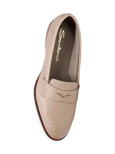 Santoni Women's Marlene Leather Loafers - Beige | Thumbnail 5 Santoni Women's Marlene Leather Loafers - Beige | Thumbnail 5