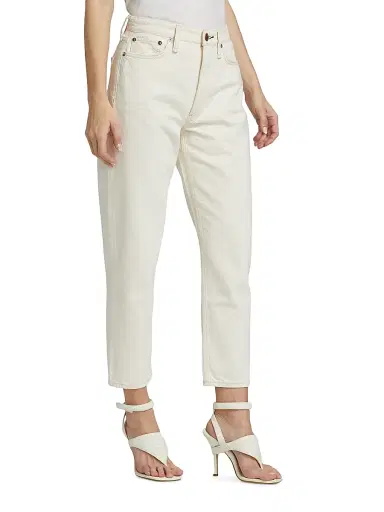 rag & bone Women's Alissa High-Waisted Cropped Barrel-Leg Jeans - Ecru | Thumbnail 4 rag & bone Women's Alissa High-Waisted Cropped Barrel-Leg Jeans - Ecru | Thumbnail 4
