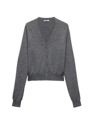 Prada Women's Wool Cardigan - Grey | Thumbnail 1 Prada Women's Wool Cardigan - Grey | Thumbnail 1
