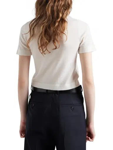 Prada Women's Cashmere Intarsia T-Shirt - White | Thumbnail 4 Prada Women's Cashmere Intarsia T-Shirt - White | Thumbnail 4
