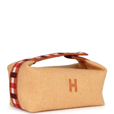 HERMÈS Hermes Bride A Brac Carre Case PM Fauve Merino Wool Palladium Hardware | Thumbnail 2 HERMÈS Hermes Bride A Brac Carre Case PM Fauve Merino Wool Palladium Hardware | Thumbnail 2