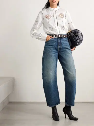 Isabel Marant Serena Crochet-trimmed Cotton-poplin Shirt | Thumbnail 2 Isabel Marant Serena Crochet-trimmed Cotton-poplin Shirt | Thumbnail 2