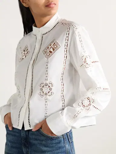 Isabel Marant Serena Crochet-trimmed Cotton-poplin Shirt | Thumbnail 3 Isabel Marant Serena Crochet-trimmed Cotton-poplin Shirt | Thumbnail 3