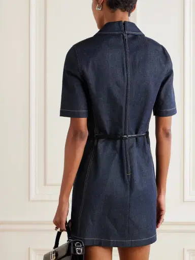 Gucci Belted Leather-trimmed Denim Mini Dress | Thumbnail 3 Gucci Belted Leather-trimmed Denim Mini Dress | Thumbnail 3