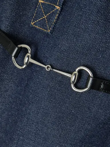 Gucci Belted Leather-trimmed Denim Mini Dress | Thumbnail 4 Gucci Belted Leather-trimmed Denim Mini Dress | Thumbnail 4