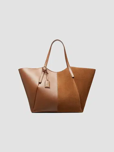 Stuart Weitzman Women's 5050 Gogo Leather & Suede Tote Bag - Khaki | Thumbnail 3 Stuart Weitzman Women's 5050 Gogo Leather & Suede Tote Bag - Khaki | Thumbnail 3