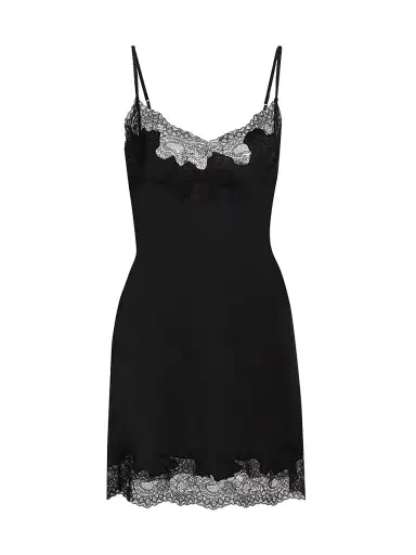 Natori Women's Enchant Floral Lace-Trimmed Chemise - Black Lace | Thumbnail 1 Natori Women's Enchant Floral Lace-Trimmed Chemise - Black Lace | Thumbnail 1