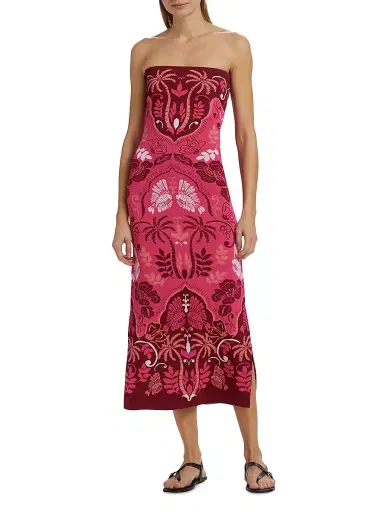 Cara Cara Women's Kinsley Printed Strapless Midi Dress - Sanibel Island Pink | Thumbnail 2 Cara Cara Women's Kinsley Printed Strapless Midi Dress - Sanibel Island Pink | Thumbnail 2