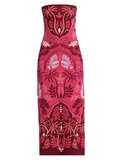 Cara Cara Women's Kinsley Printed Strapless Midi Dress - Sanibel Island Pink | Thumbnail 1 Cara Cara Women's Kinsley Printed Strapless Midi Dress - Sanibel Island Pink | Thumbnail 1