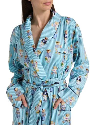 Polo Ralph Lauren Women's Heritage Cotton Striped Polo Bear Robe | Thumbnail 6 Polo Ralph Lauren Women's Heritage Cotton Striped Polo Bear Robe | Thumbnail 6