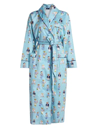 Polo Ralph Lauren Women's Heritage Cotton Striped Polo Bear Robe | Thumbnail 1 Polo Ralph Lauren Women's Heritage Cotton Striped Polo Bear Robe | Thumbnail 1