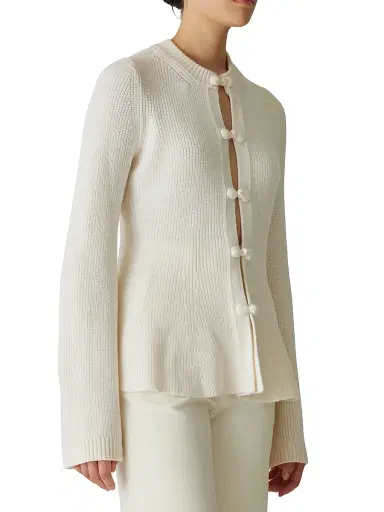 REBECCA TAYLOR Women's Novlety Button-Front Peplum Cardigan - Cream - Size Medium | Thumbnail 3 REBECCA TAYLOR Women's Novlety Button-Front Peplum Cardigan - Cream - Size Medium | Thumbnail 3