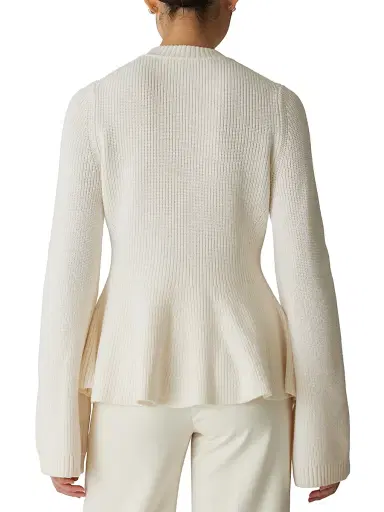 REBECCA TAYLOR Women's Novlety Button-Front Peplum Cardigan - Cream - Size Medium | Thumbnail 4 REBECCA TAYLOR Women's Novlety Button-Front Peplum Cardigan - Cream - Size Medium | Thumbnail 4