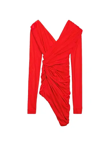 Balenciaga Women's Draped Dress - Red | Thumbnail 2 Balenciaga Women's Draped Dress - Red | Thumbnail 2