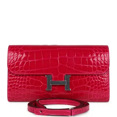 HERMÈS Hermes Constance Wallet To Go Rose Mexico Shiny Alligator Palladium Hardware | Thumbnail 1 HERMÈS Hermes Constance Wallet To Go Rose Mexico Shiny Alligator Palladium Hardware | Thumbnail 1