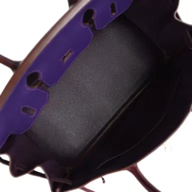 HERMÈS Pre-owned Hermes Special Order (HSS) Birkin 30 Tri-color Raisin, Ultraviolet and Rose Shocking Chevre Palladium Hardware | Thumbnail 8 HERMÈS Pre-owned Hermes Special Order (HSS) Birkin 30 Tri-color Raisin, Ultraviolet and Rose Shocking Chevre Palladium Hardware | Thumbnail 8