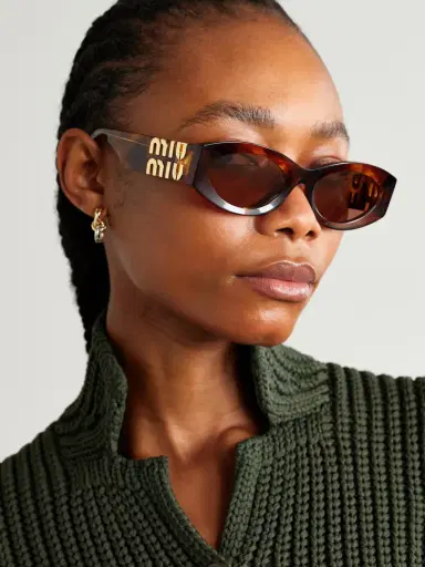 Miu Miu Eyewear Glimpse Oval-frame Tortoiseshell Acetate Sunglasses | Thumbnail 2 Miu Miu Eyewear Glimpse Oval-frame Tortoiseshell Acetate Sunglasses | Thumbnail 2