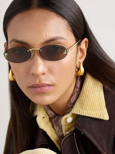 FENDI EYEWEAR Oval-frame Crystal-embellished Gold-tone Sunglasses | Thumbnail 2 FENDI EYEWEAR Oval-frame Crystal-embellished Gold-tone Sunglasses | Thumbnail 2