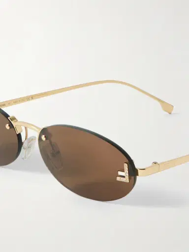FENDI EYEWEAR Oval-frame Crystal-embellished Gold-tone Sunglasses | Thumbnail 4 FENDI EYEWEAR Oval-frame Crystal-embellished Gold-tone Sunglasses | Thumbnail 4