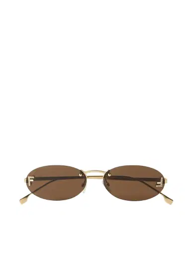 FENDI EYEWEAR Oval-frame Crystal-embellished Gold-tone Sunglasses | Thumbnail 1 FENDI EYEWEAR Oval-frame Crystal-embellished Gold-tone Sunglasses | Thumbnail 1