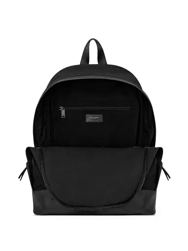 Saint Laurent Men's City Backpack in Nylon Canvas and Leather | Thumbnail 6 Saint Laurent Men's City Backpack in Nylon Canvas and Leather | Thumbnail 6