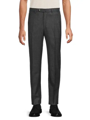 Isaia Men's Extended-Tab Woven Trousers - Charcoal | Thumbnail 3 Isaia Men's Extended-Tab Woven Trousers - Charcoal | Thumbnail 3