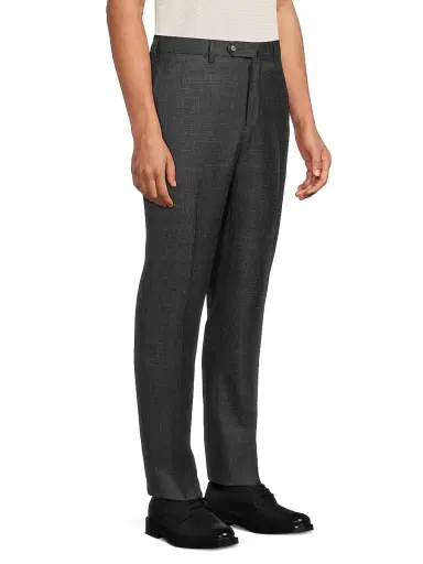 Isaia Men's Extended-Tab Woven Trousers - Charcoal | Thumbnail 4 Isaia Men's Extended-Tab Woven Trousers - Charcoal | Thumbnail 4
