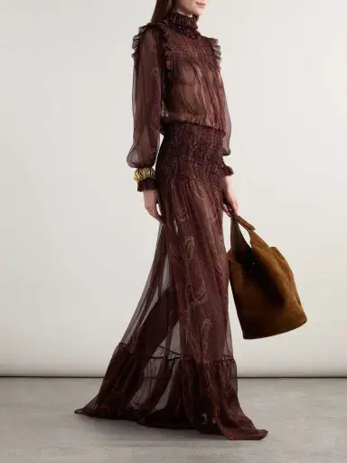 Saint Laurent Shirred Paisley-print Silk-chiffon Maxi Dress | Thumbnail 2 Saint Laurent Shirred Paisley-print Silk-chiffon Maxi Dress | Thumbnail 2