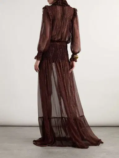 Saint Laurent Shirred Paisley-print Silk-chiffon Maxi Dress | Thumbnail 3 Saint Laurent Shirred Paisley-print Silk-chiffon Maxi Dress | Thumbnail 3