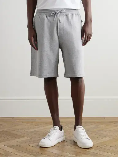 Brunello Cucinelli Straight-Leg Cotton-Blend Jersey Drawstring Shorts - Men | Thumbnail 3 Brunello Cucinelli Straight-Leg Cotton-Blend Jersey Drawstring Shorts - Men | Thumbnail 3