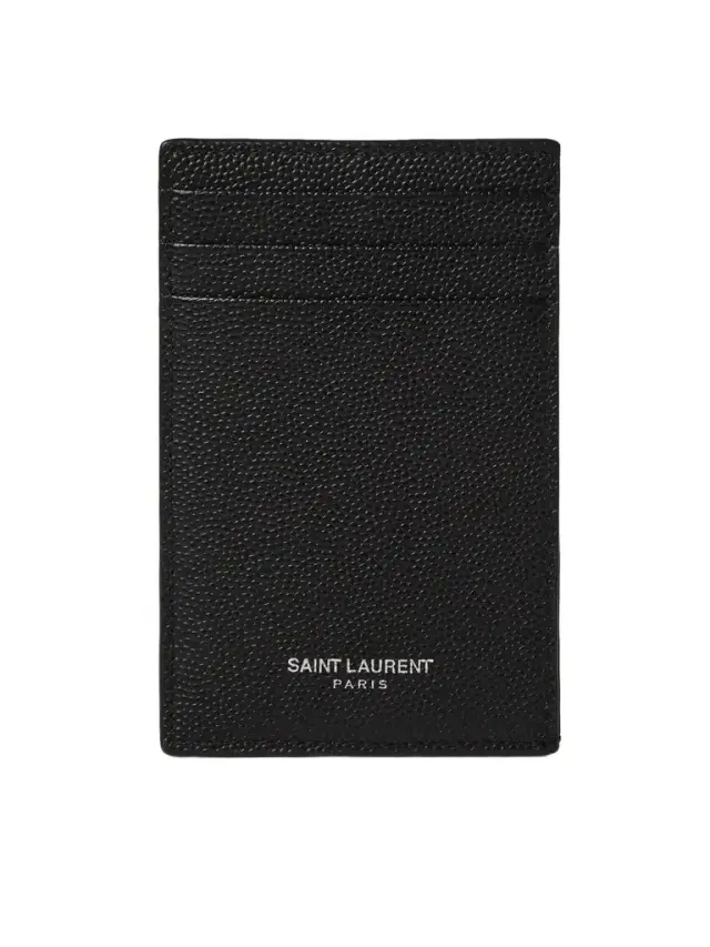 Pebble-Grain Leather Cardholder with Money Clip - Men Pebble-Grain Leather Cardholder with Money Clip - Men
