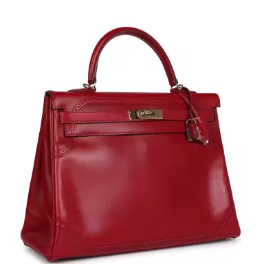 HERMÈS Pre-owned Hermes Ghillies Kelly Retourne 35 Rubis Tadelakt Permabrass Hardware | Thumbnail 2 HERMÈS Pre-owned Hermes Ghillies Kelly Retourne 35 Rubis Tadelakt Permabrass Hardware | Thumbnail 2