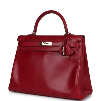 HERMÈS Pre-owned Hermes Ghillies Kelly Retourne 35 Rubis Tadelakt Permabrass Hardware | Thumbnail 5 HERMÈS Pre-owned Hermes Ghillies Kelly Retourne 35 Rubis Tadelakt Permabrass Hardware | Thumbnail 5