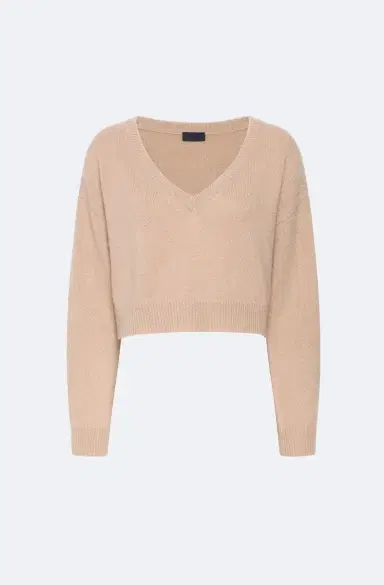 LAPOINTE Cashmere Cropped V Neck Sweater | Thumbnail 4 LAPOINTE Cashmere Cropped V Neck Sweater | Thumbnail 4