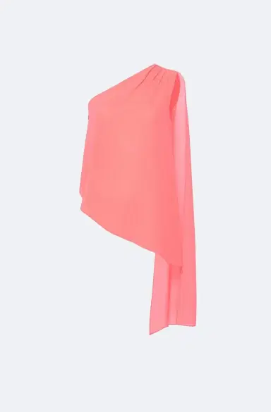 LAPOINTE Lightweight Georgette One Shoulder Top | Thumbnail 4 LAPOINTE Lightweight Georgette One Shoulder Top | Thumbnail 4
