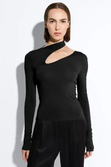 LAPOINTE Matte Viscose Asymmetric Top | Thumbnail 3 LAPOINTE Matte Viscose Asymmetric Top | Thumbnail 3