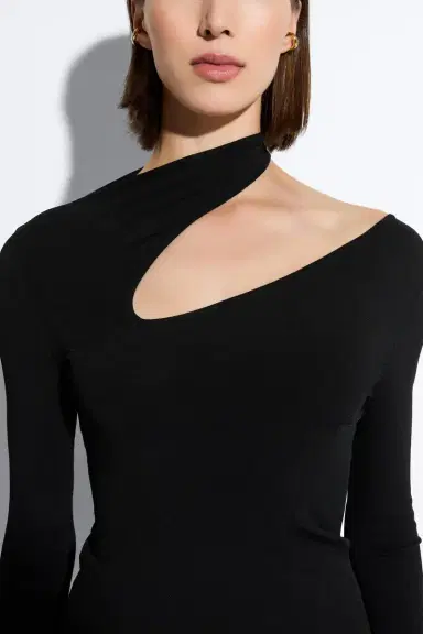 LAPOINTE Matte Viscose Asymmetric Top With Feathers | Thumbnail 3 LAPOINTE Matte Viscose Asymmetric Top With Feathers | Thumbnail 3