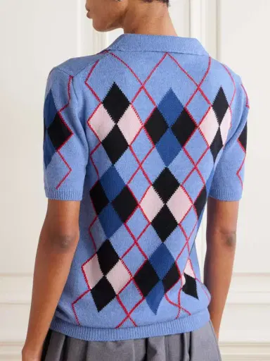 Marni Embroidered Argyle Wool Polo Shirt | Thumbnail 3 Marni Embroidered Argyle Wool Polo Shirt | Thumbnail 3