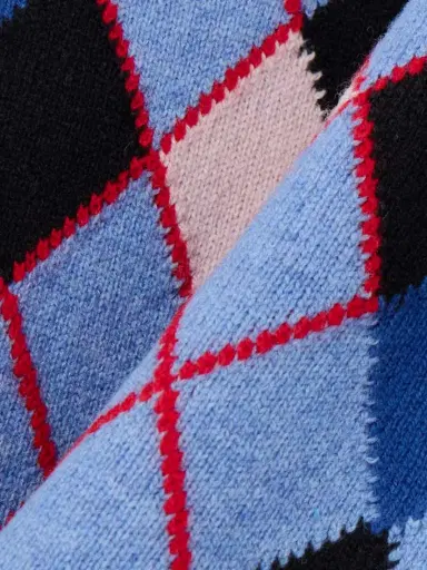 Marni Embroidered Argyle Wool Polo Shirt | Thumbnail 4 Marni Embroidered Argyle Wool Polo Shirt | Thumbnail 4