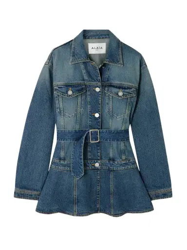 Alaïa Belted Denim Peplum Jacket | Thumbnail 1 Alaïa Belted Denim Peplum Jacket | Thumbnail 1