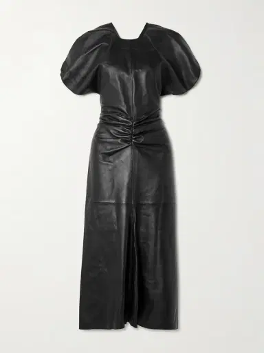 Victoria Beckham Gathered Leather Midi Dress | Thumbnail 5 Victoria Beckham Gathered Leather Midi Dress | Thumbnail 5