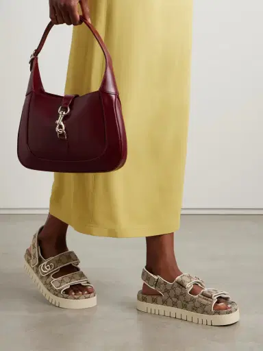Gucci New Marmont Leather-trimmed Embellished Canvas-jacquard Platform Sandals | Thumbnail 2 Gucci New Marmont Leather-trimmed Embellished Canvas-jacquard Platform Sandals | Thumbnail 2