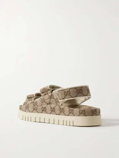 Gucci New Marmont Leather-trimmed Embellished Canvas-jacquard Platform Sandals | Thumbnail 3 Gucci New Marmont Leather-trimmed Embellished Canvas-jacquard Platform Sandals | Thumbnail 3